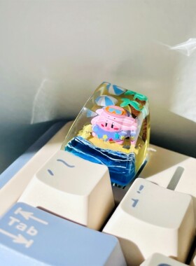 卡比 | 机械键盘星之卡比键帽 沙滩派对主题 手工制作 桌搭装饰