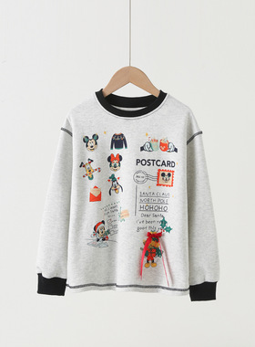 HD1HS027 HD1HS028春季新款卡通圆领长袖卫衣针织百搭上衣满印