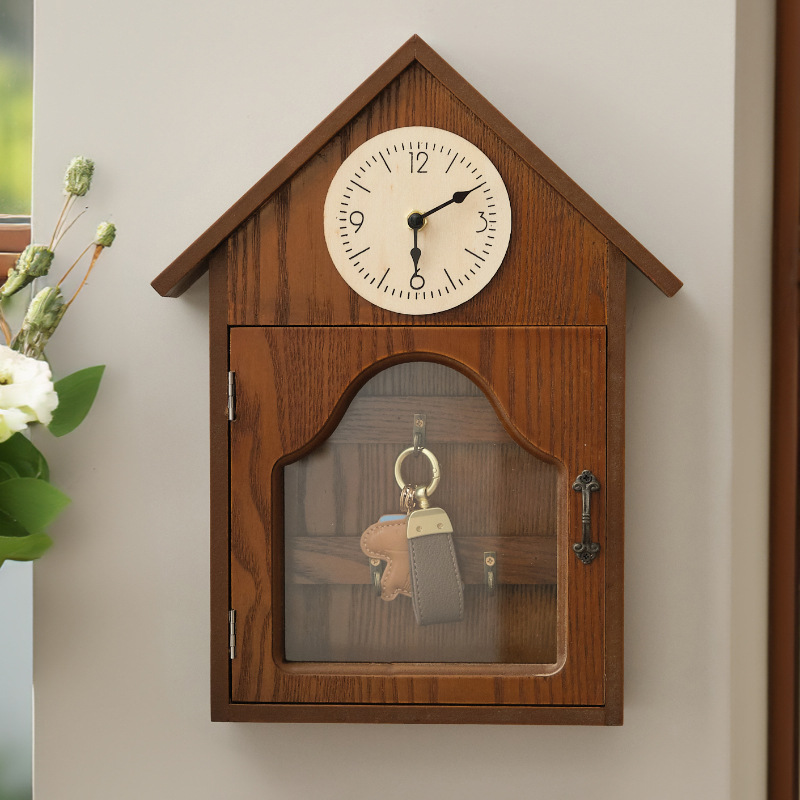 创意进门口墙上装饰挂钩免打孔入户玄关钥匙挂钩挂架收纳木质置物