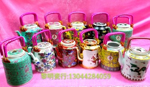 万寿无疆冲茶壶老式提梁水壶景德镇磁器龙凤泡茶杯子陶瓷水杯盖子