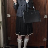 学院风短款 夏日和风铃 连帽50羊毛呢外套女双排扣短大衣