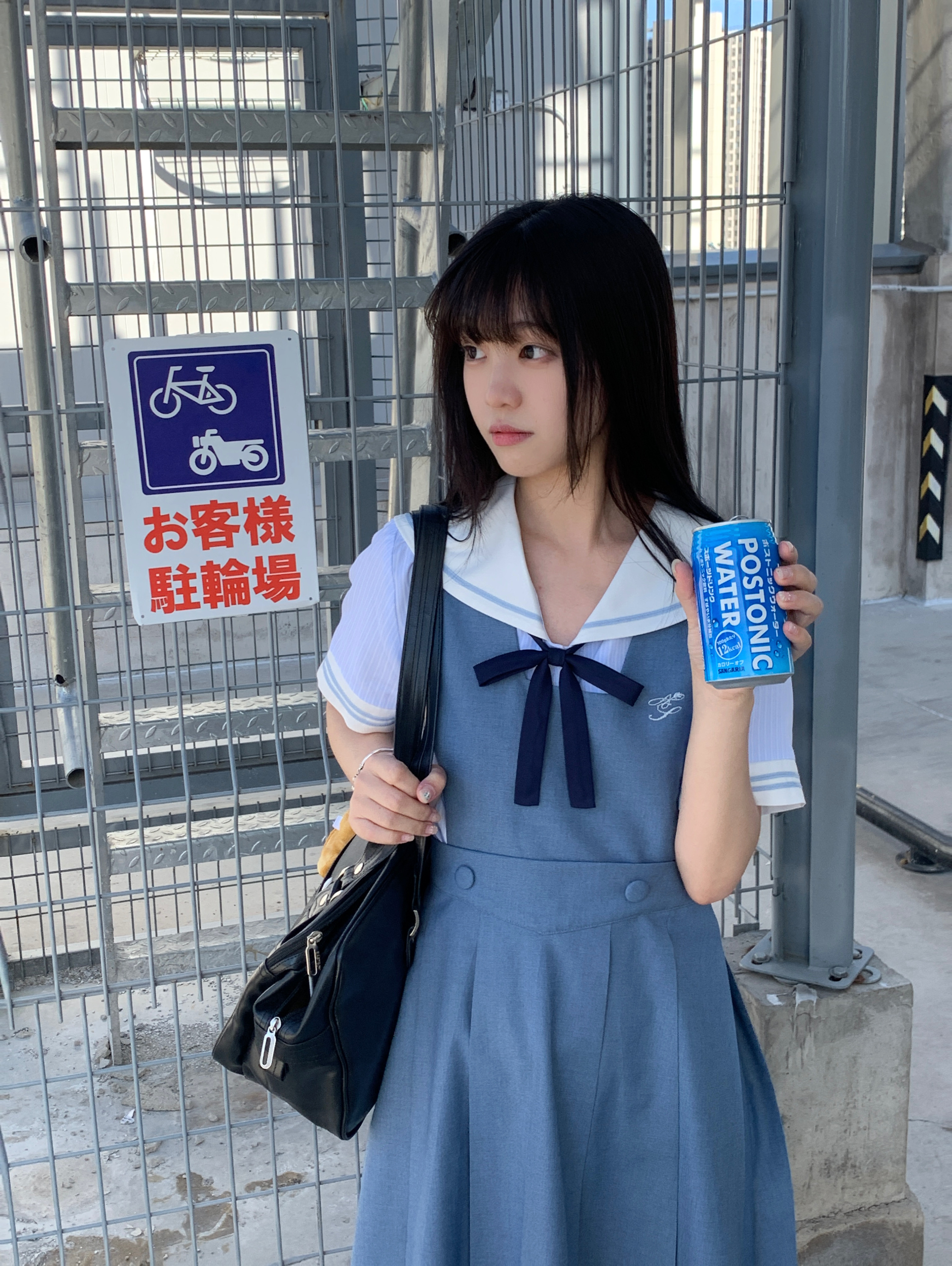 夏日和风铃 浅草小川 JK制服薄荷灰蓝水手领衬衫夏学院风背心裙
