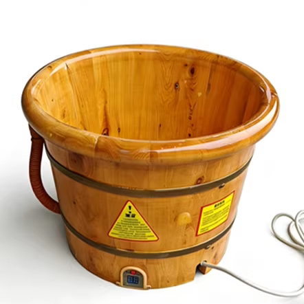 泡脚桶带电香柏木足浴盆冲浪按摩家用全自动加热恒温