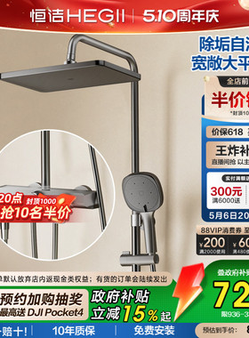 [政府补贴15%]恒洁易洁双重除垢花洒大平台大顶喷置物花洒套装936