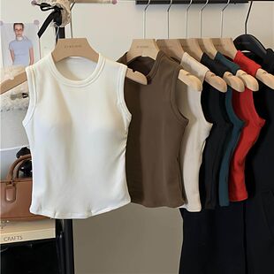 打底衫 显瘦纯色百搭无袖 上衣 保暖背心女内搭带胸垫修身 2026夏季