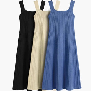 韩版 连衣裙2025夏装 性感显瘦百搭背心裙ins 针织吊带中长新款 女装