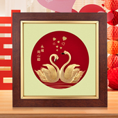 足金金箔天鹅结婚送新人礼物新婚新娘姐姐闺蜜高档实用纪念品摆件