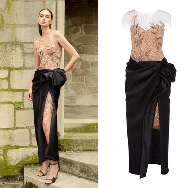 精致钉珠开叉酒会风派对小礼服