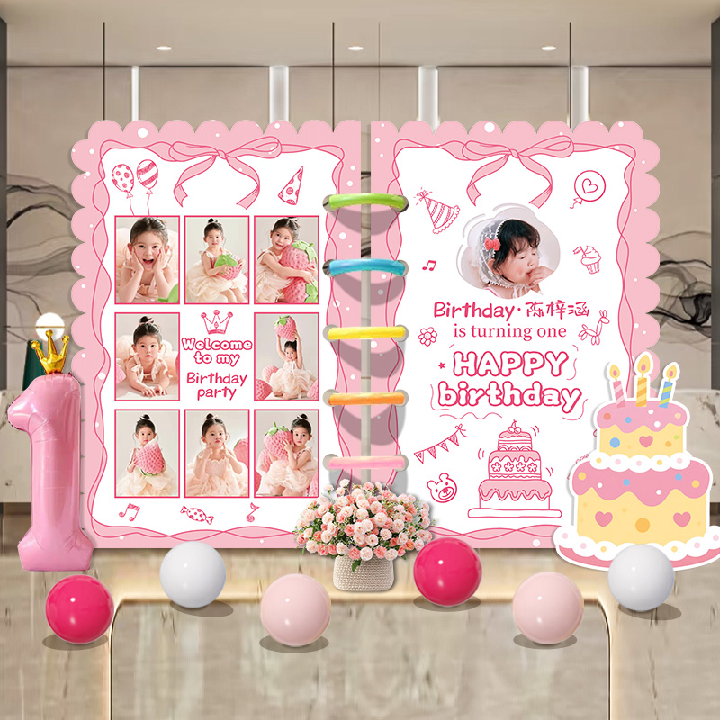 礼物书宝宝周岁生日派对kt板