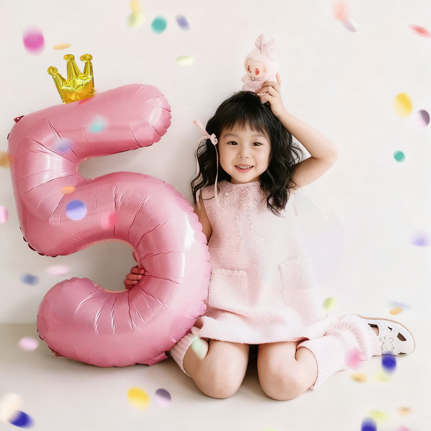 粉色皇冠数字气球生日拍照道具ins风40寸网红男女生布置装饰场景