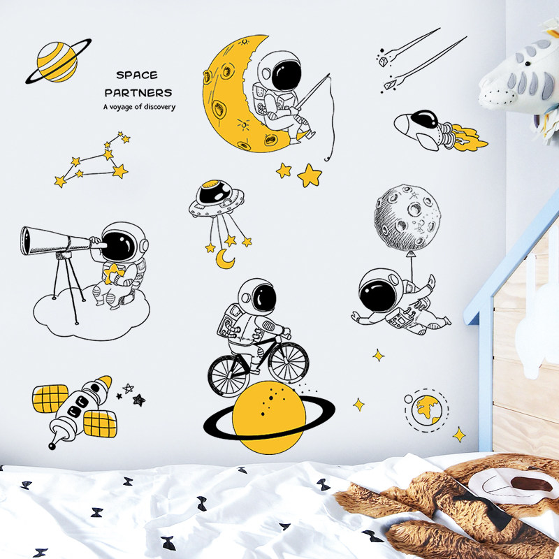 创意个性卡通墙纸卧室装饰宇航员画吊顶天板自粘壁纸d立体,家居饰品,软装墙贴,淘宝优惠券,粉丝福利购,淘宝优惠卷