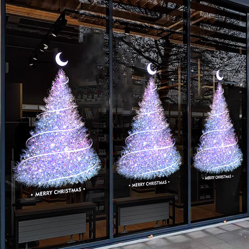 圣诞节装饰品大型场景布置圣诞树静电贴橱窗贴玻璃门贴纸窗户贴画