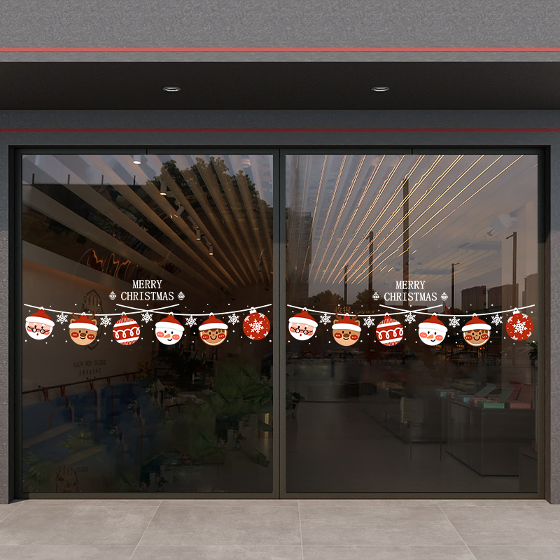 圣诞节装饰雪人玻璃门腰线贴纸