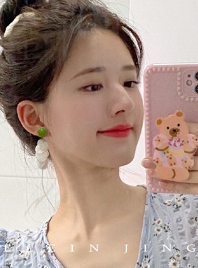 赵露思同款夏日森系清新天然贝壳纯银耳环耳坠蚊香盘耳夹无耳洞