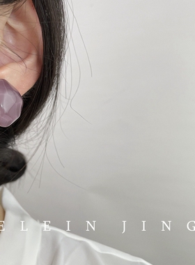 夏季清新温柔菱形树脂水波纹无痛无耳洞蚊香盘耳夹女纯银耳钉拍照