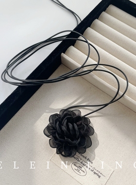 手作温柔超仙蓝色山茶花系带choker女项圈腰链氛围感拍照颈链旅游