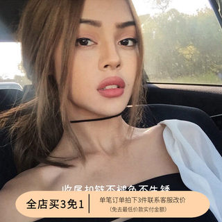 不掉色欧美极简choker百搭黑麂皮细颈链锁骨链女短款项链chocker