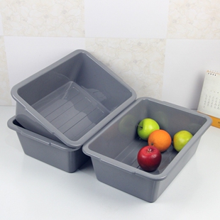 【大号方形塑料盆】灰色盆收纳盆洗菜盆拖把清洁盆酒店收碗安检框