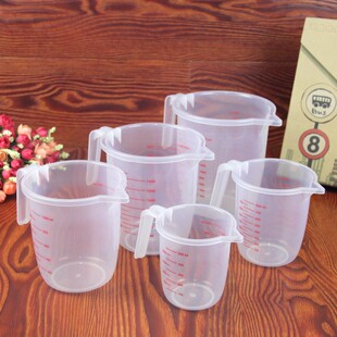 加厚塑料量杯刻度杯烘焙工具带手柄量杯透明双刻度量杯奶茶店商用