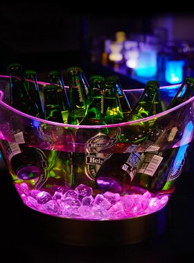 发光冰桶派对ktv鸡尾酒桶筐冰块酒框led香槟桶啤酒桶酒吧元宝冰桶