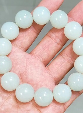 正宗新疆和田玉且末山料精品手串男女款手链特细无结构羊脂级珍品