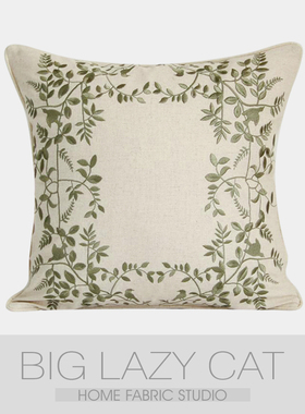 Benito美式法式|天然棉麻刺绣|民宿风|经典款树叶树枝靠垫抱枕