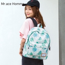 mr.ace homme新款女包休闲潮款双肩包学院印花书包电脑包旅行背包