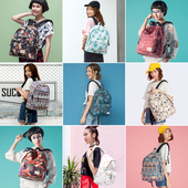 Mr.acehomme 电脑背包女 防水原创书包大学生学院风印花双肩包时尚