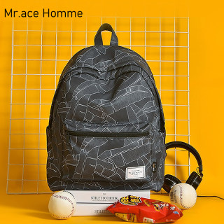 Mr.ace homme时尚双肩包女新品印花潮流男书包日韩学院风电脑背包