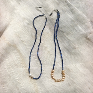 小众品牌 Loc 天然青金石淡水珍珠项链 各一条