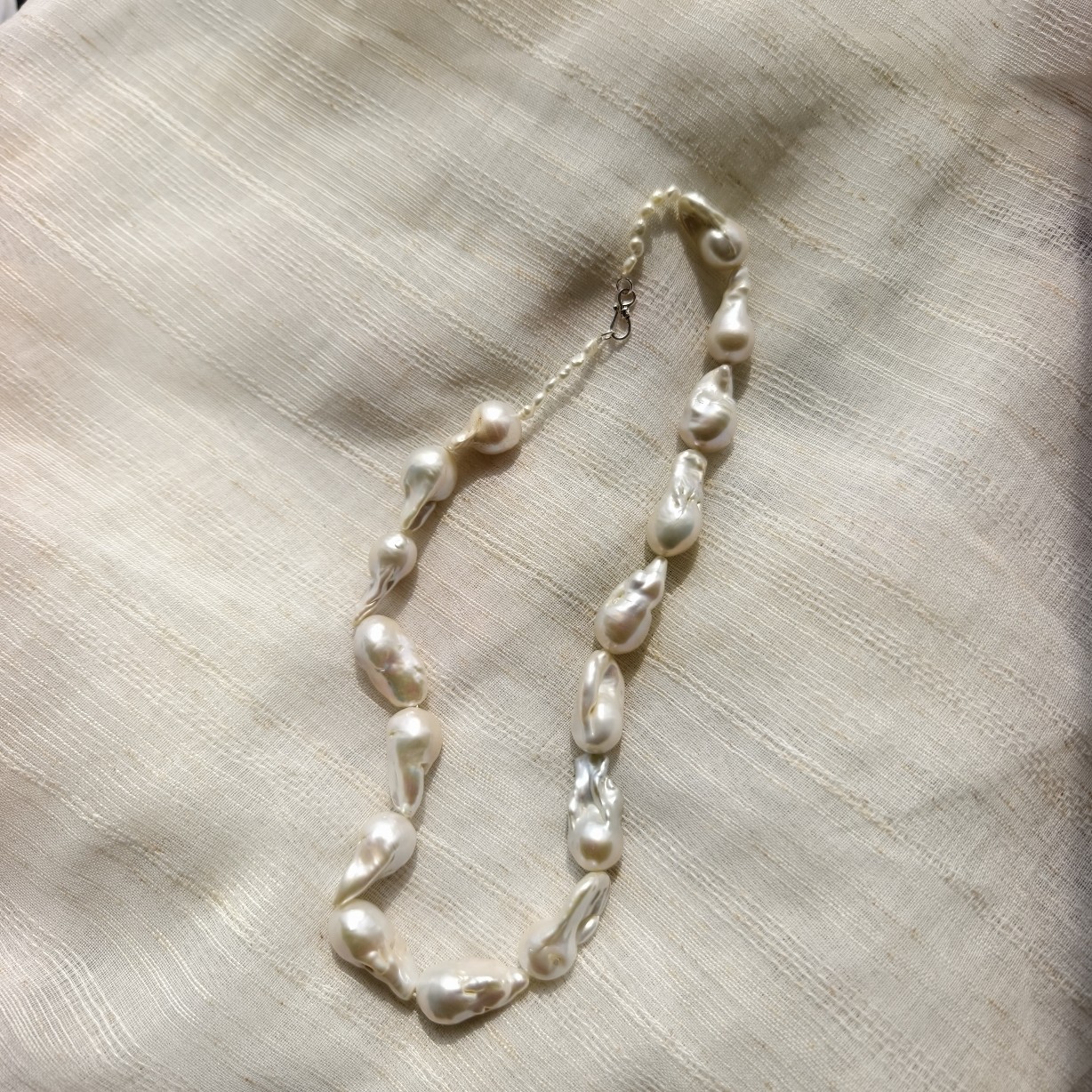 青岛饰品  OG Loc  仅一条  老货养殖珍珠 纯银扣项链 长45㎝左右