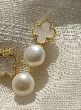 清库存 回馈 OG Loc小众品牌设计 淡水珍珠银针贝壳耳钉耳环