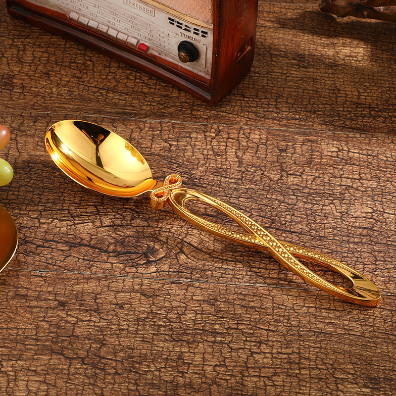 高级感交叉设计勺子复古轻奢西餐