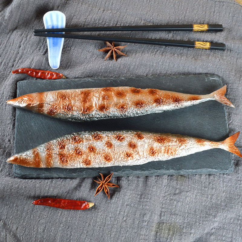 仿真秋刀鱼模型假烧烤摆件秋刀鱼海鲜橱窗菜品装饰摆设食物道具