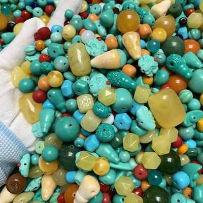 文玩配饰打包处理!仿蜜蜡绿松石