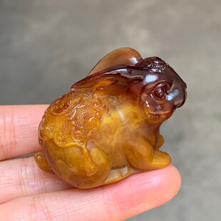 二代龙涎香龙扣手把件吊坠一鸣惊人 葫芦生肖兔灰琥珀蜜蜡男女款