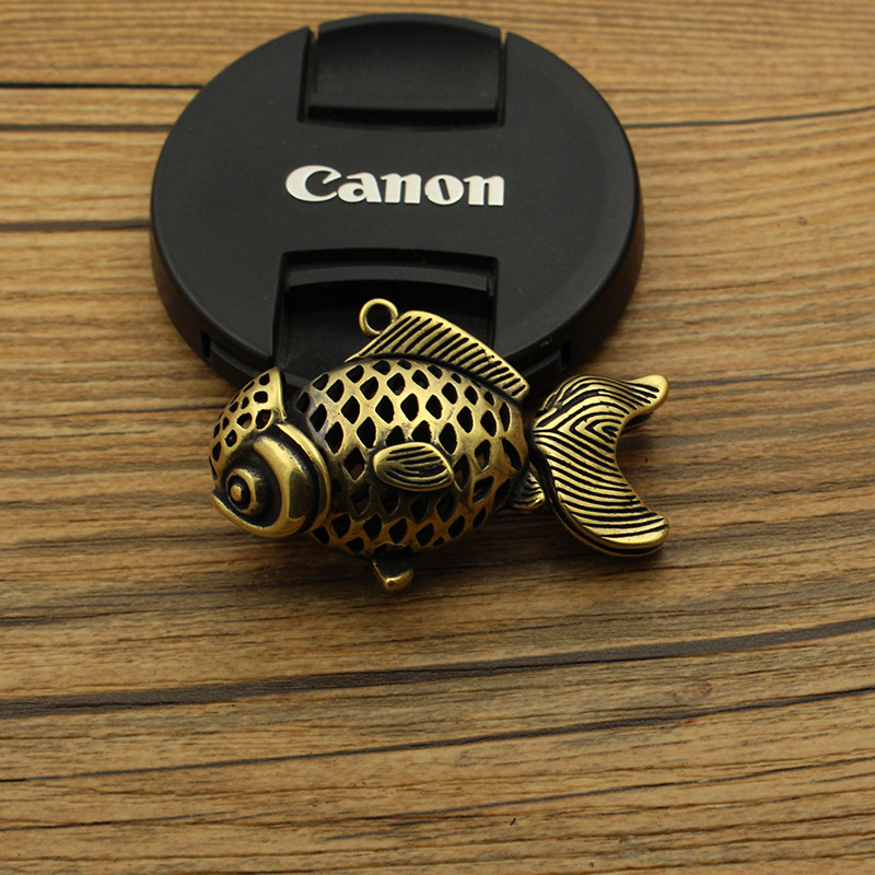 黄铜年年有余活动鲤鱼挂件DIY钥匙扣挂件车挂EDC男女包包随身吊饰