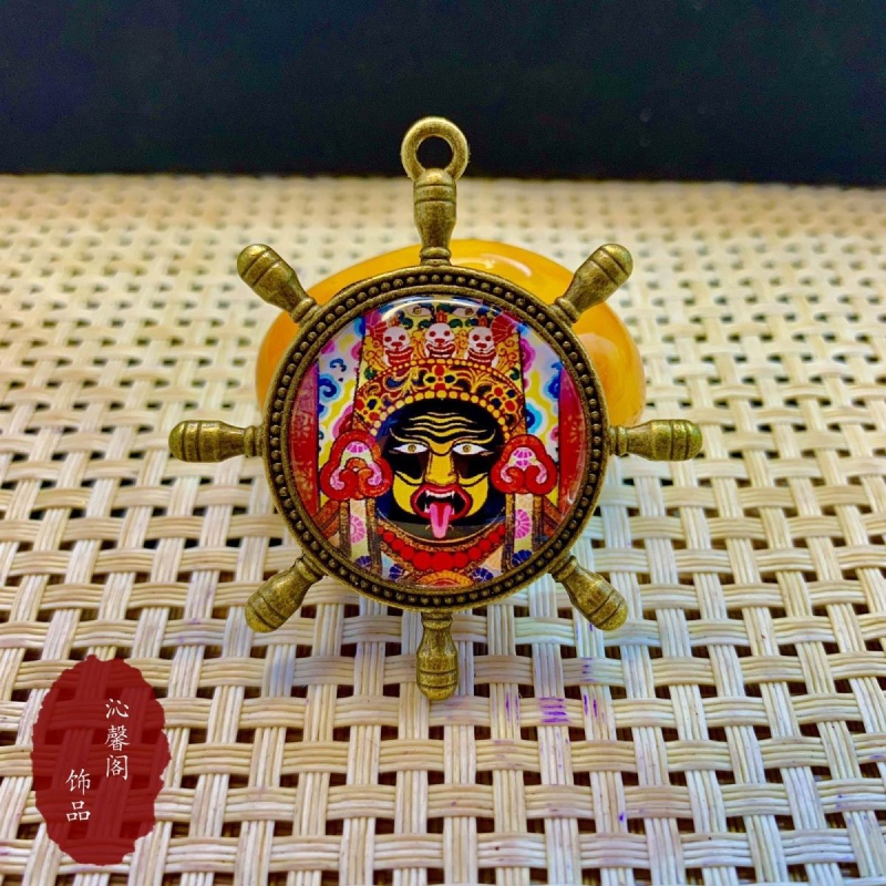 藏传扎基拉姆黄财神绿度母狐狸唐卡随身小吊坠佛牌守护挂件