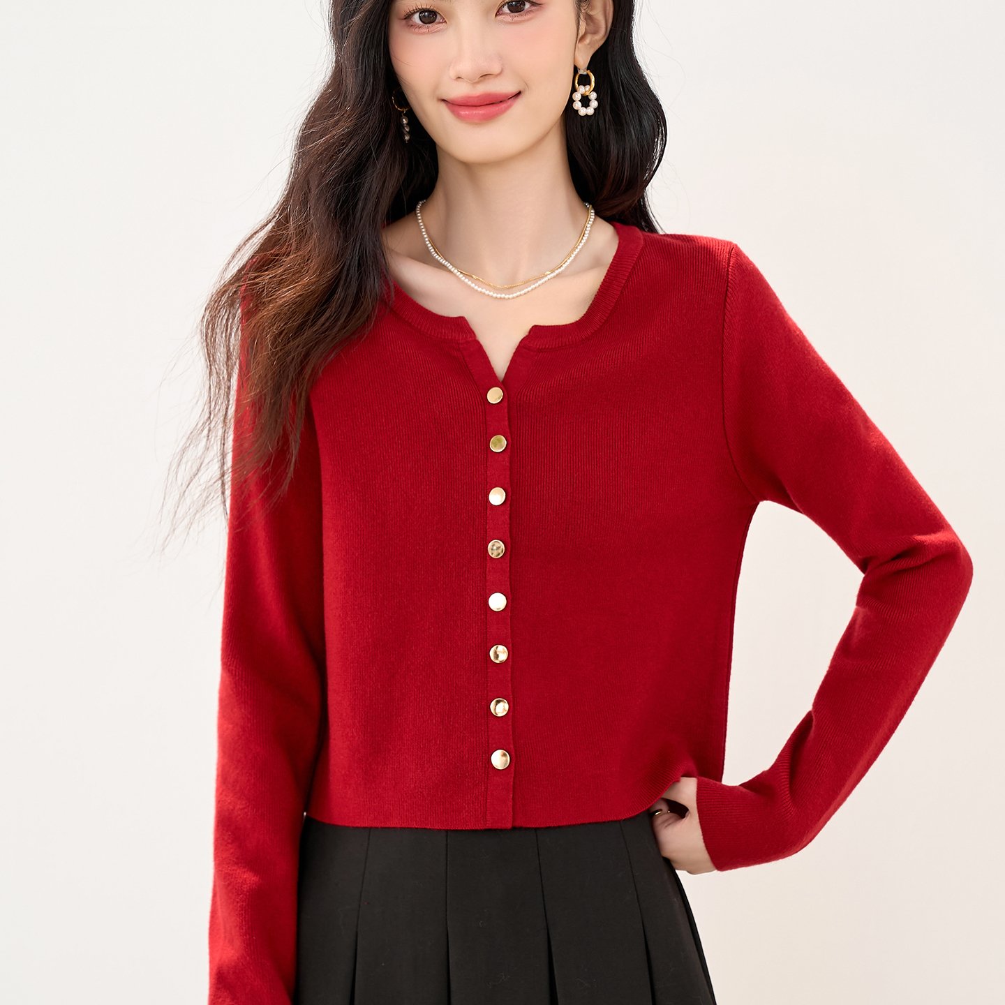 针织衫女开衫纯色小外套长袖V领短款韩版针织毛衣外搭女