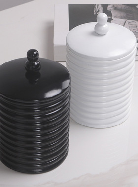 现代简约欧式螺文层叠黑色首饰盒