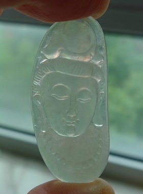 冰种雪花棉翡翠观音 天然A货翡翠