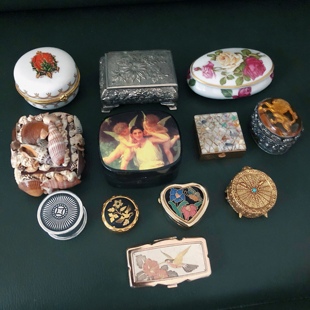 FG西洋古董首饰盒 vintage戒指盒爱心珐琅盒圆形大马士革中古摆件