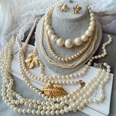 中古多层珍珠项链vintage
