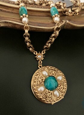 1928美国仿绿松石相片盒古董首饰