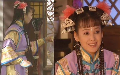 定制不退不换电视剧孝庄秘史大玉儿宁静同紫黄古装立领长袖演出服