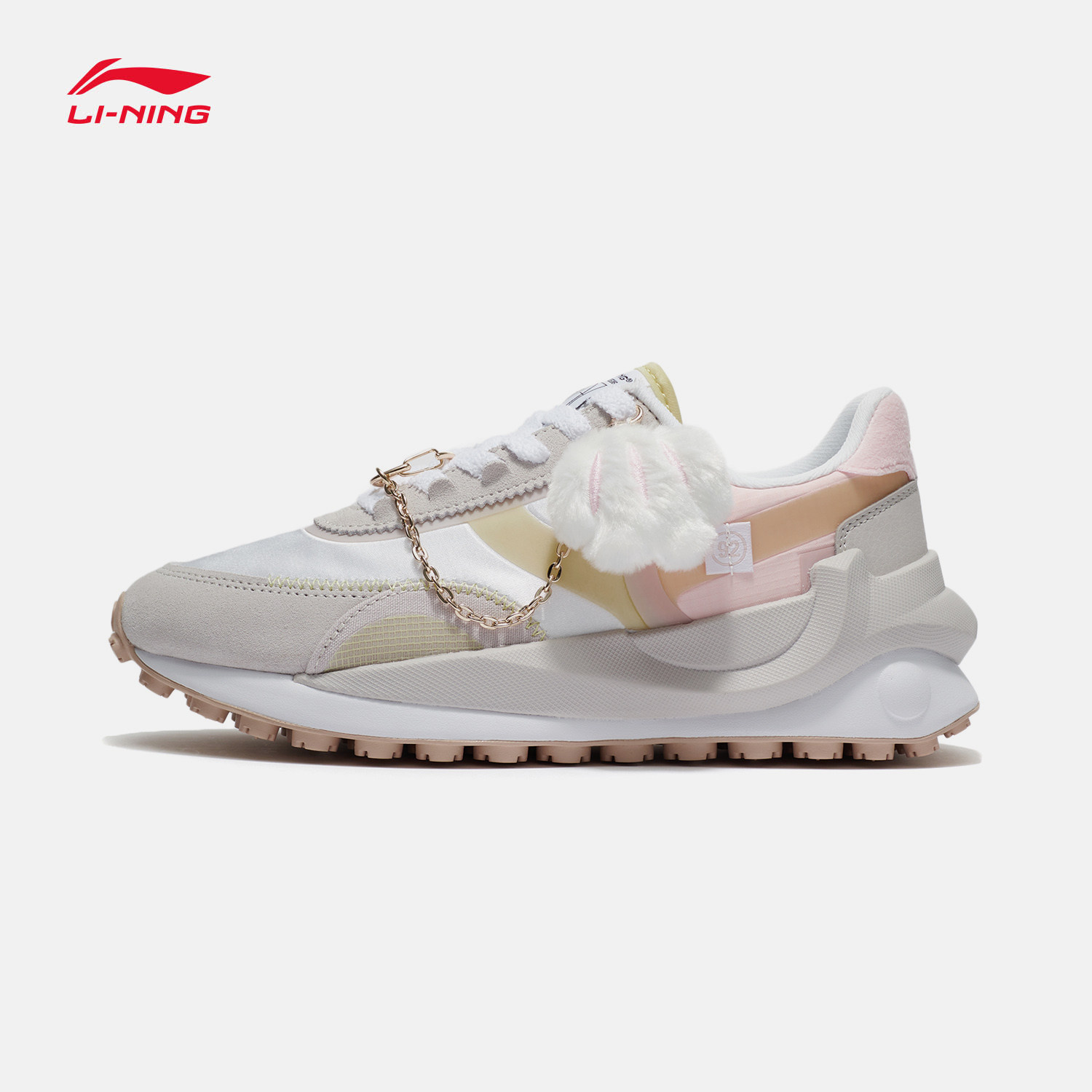 李宁中国方圆92休闲鞋女鞋2023春季新款猫爪lite老爹鞋低帮运动鞋