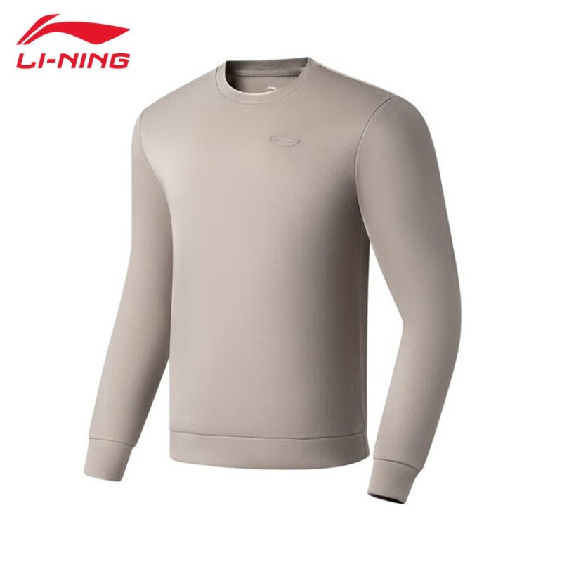 李宁卫衣男春秋2025新款圆领无帽黑色上衣针织休闲运动服AWDT101