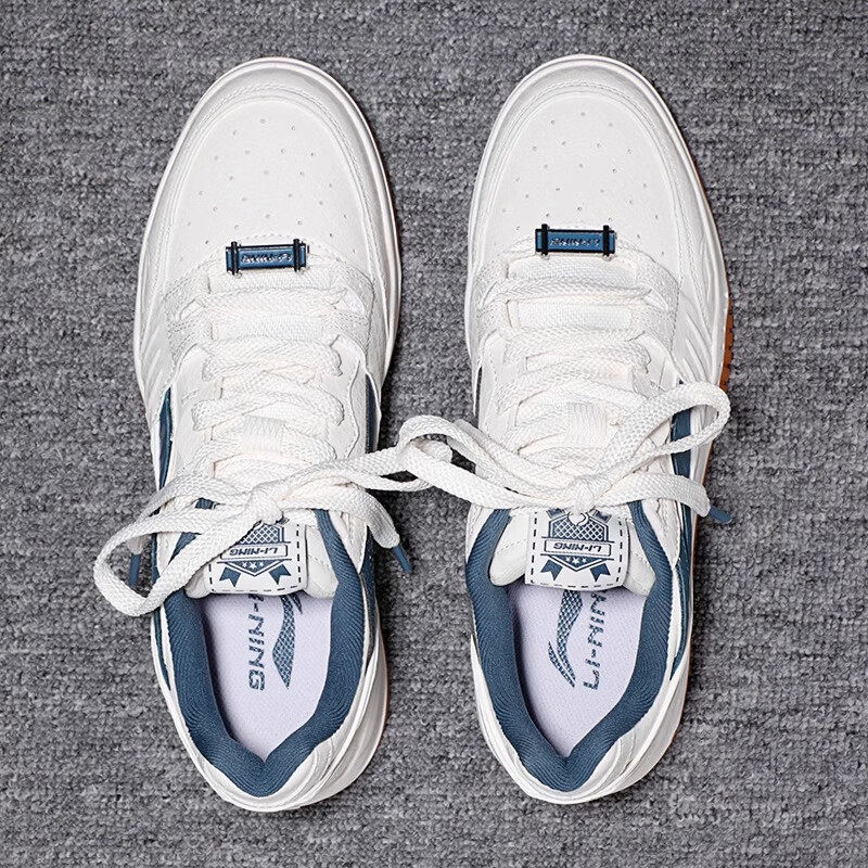 李宁月白休闲鞋男鞋2022新款小白鞋减震低帮透气运动鞋男AGCS251