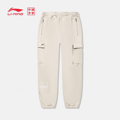 李宁PLEASURES联名系列卫裤男士2023新款冬季宽松运动裤AKLTB51