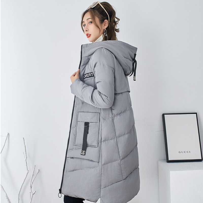 唐羽高端中长款连帽羽绒服女年时尚修身休闲外套